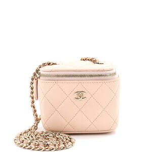 Chanel Mini Classic Vanity Case with Chain Quilted Caviar